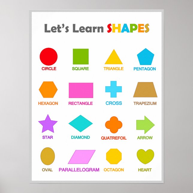 solid shapes back to school kids learning poster (Front)