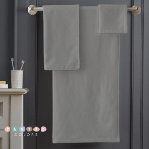 Solid Soft Light Gray Pastel Steel Grey Color Bath Towel Set