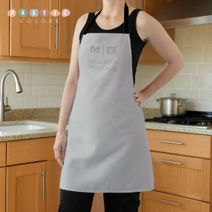 Solid Soft Light Grey Pastel Steel Grey Colour Apron