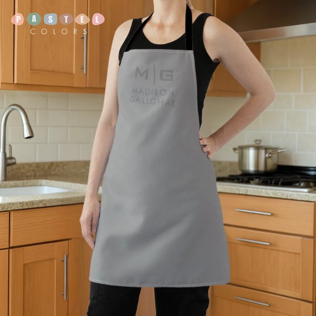 Solid Soft Light Grey Pastel Steel Grey Colour Apron (Solid Soft Light Gray Pastel Steel Grey Color Apron
)