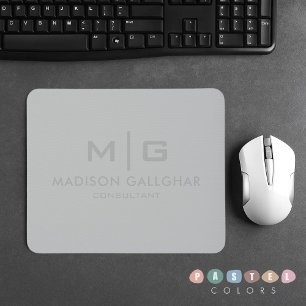 Solid Soft Light Grey Pastel Steel Grey Colour Mouse Pad
