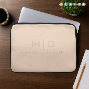 Solid Soft Light Pastel Beige Cream Yellow Colour Laptop Sleeve