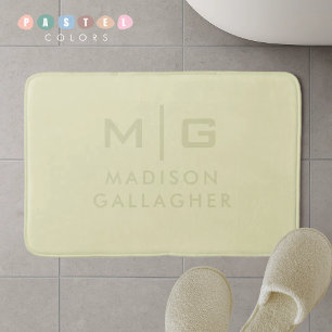 Solid Soft Light Pastel Lemon Green Yellow Colour Bath Mat