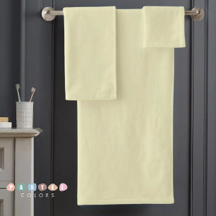 Solid Soft Light Pastel Lemon Yellow Color  Bath Towel Set