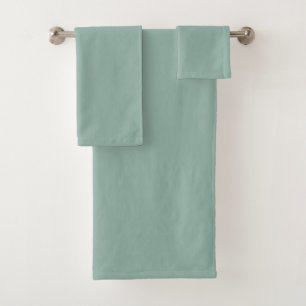 Solid Soft Light Pastel Sage Moss Green Color Bath Towel Set