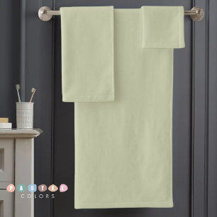 Solid Soft Light Pastel Sage Moss Green Color Bath Towel Set