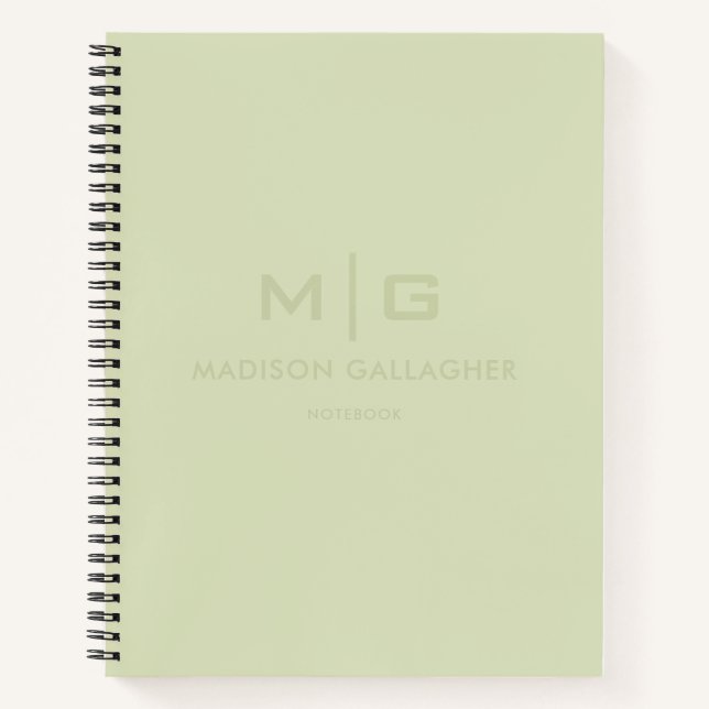 Solid Soft Light Pastel Sage Moss Green Color Notebook (Front)