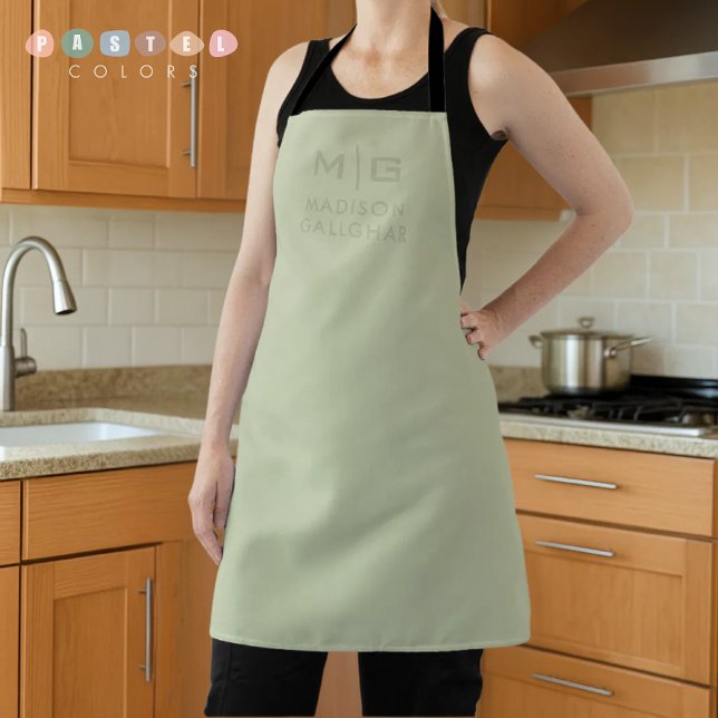 Solid Soft Light Pastel Sage Moss Green Colour Apron (Solid Soft Light Pastel Sage Moss Green Color Apron
)