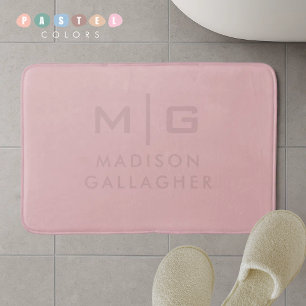 Solid Soft Light Pastel Salmon Peach Pink Colour  Bath Mat