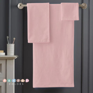 Solid Soft Light Pastel Salmon Pink Colour Bath Towel Set