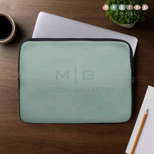 Solid Soft Light Pastel Teal Sage Moss Green Color Laptop Sleeve