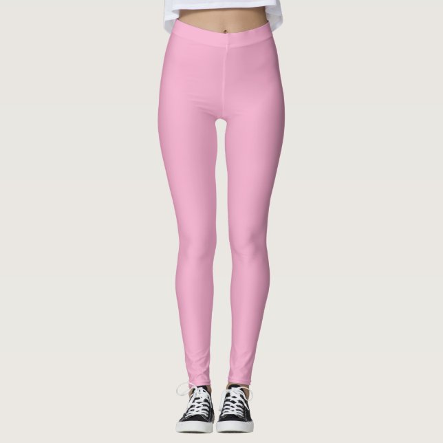 Solid Soft Pastel Pink Leggings Minimalist Athleis (Front)