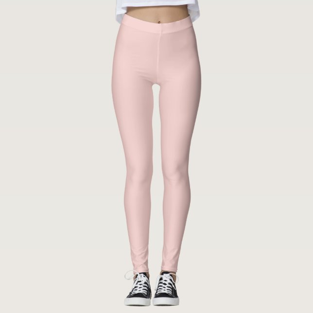 Solid Soft Pastel Pink Leggings Minimalist Athleis (Front)