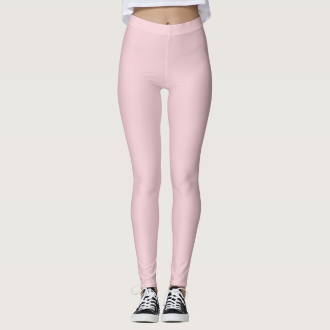 Solid Soft Pastel Pink Leggings Minimalist Athleis (Front)