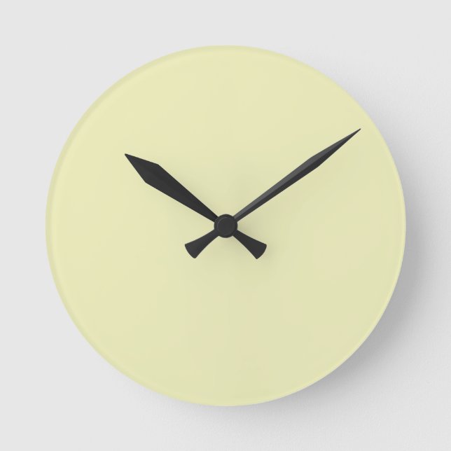 Solid Soft Pastel Yellow Wall Clock (Front)