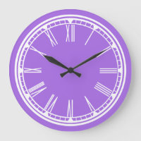 Solid Soft Purple White Roman Numerals Wall Clock