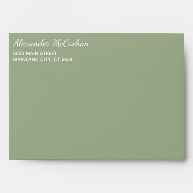 Solid Succulent Sage Green Return Address Envelope (Front)