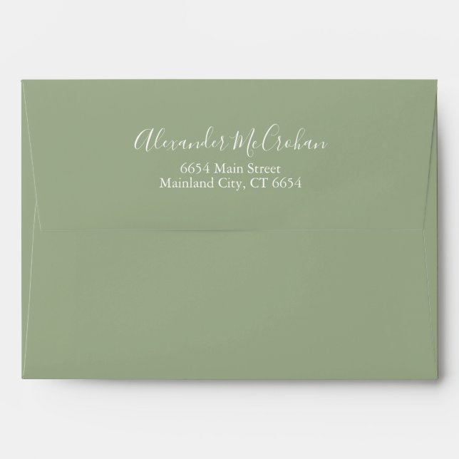 Solid Succulent Sage Green Return Address Mailing Envelope (Back (Top Flap))