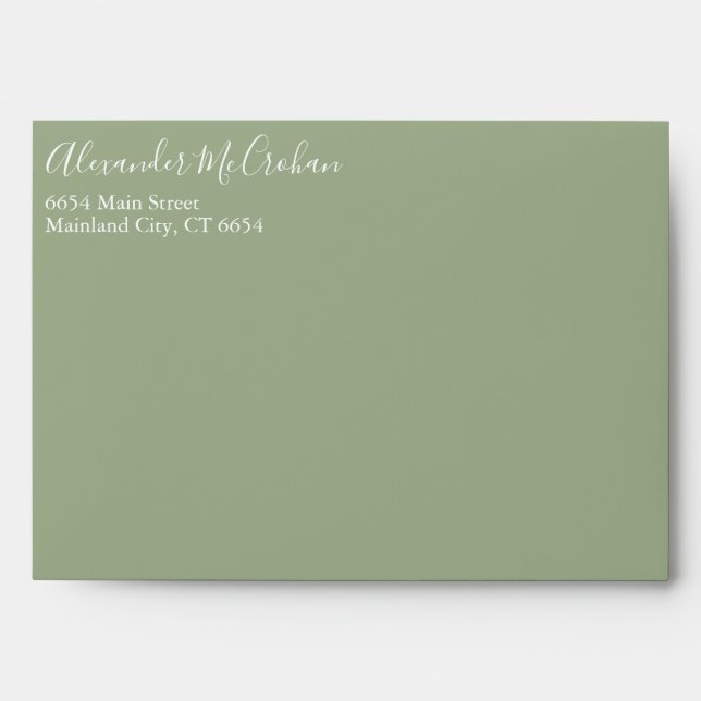Solid Succulent Sage Green Return Address Mailing Envelope (Front)