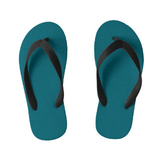 Solid teal background with a subtle texture kid's jandals
