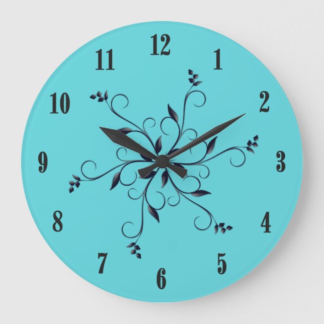 Solid Teal with Black Numbers and Accent Large Clock (Front)