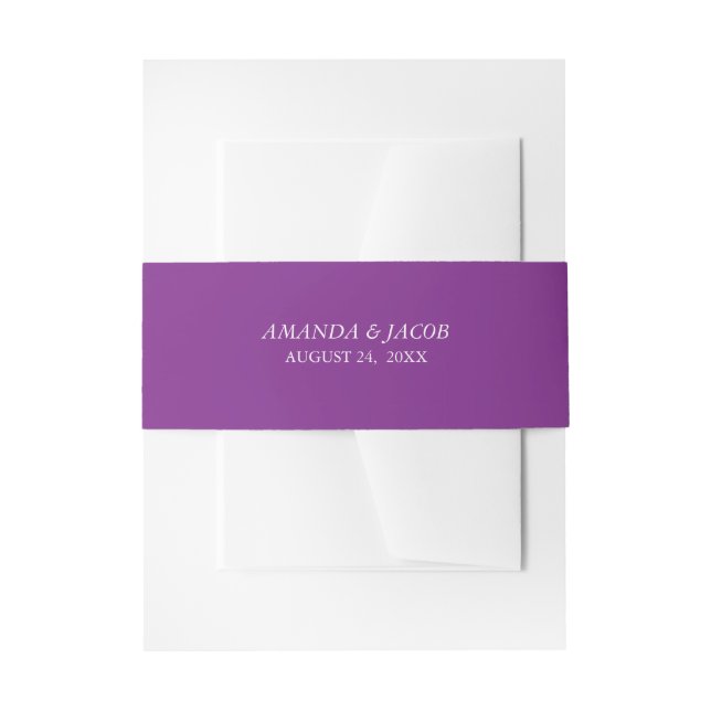 Solid Ultraviolet Personalised Wedding Belly Band Invitation Belly Band (Front Example)