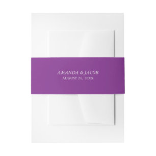 Solid Violet Personalised Wedding Belly Band Invitation Belly Band