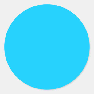 Solid Vivid Sky Blue Minimalist Plain Modern Classic Round Sticker