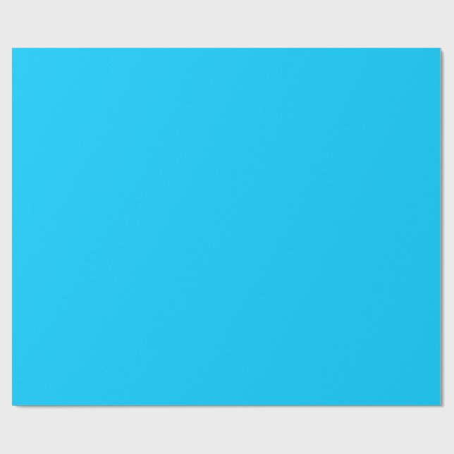 Solid Vivid Sky Blue Minimalist Plain Modern Wrapping Paper (Flat)