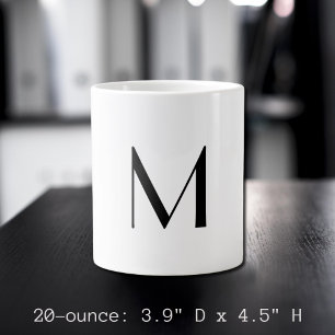  solid white - add  black monogram   large coffee mug