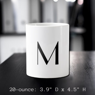  solid white - add  black monogram   large coffee mug