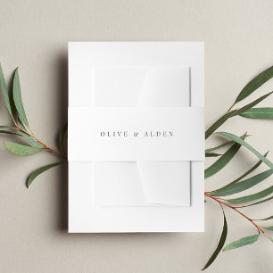 Solid White + Classic Black Lettering Wedding Invitation Belly Band