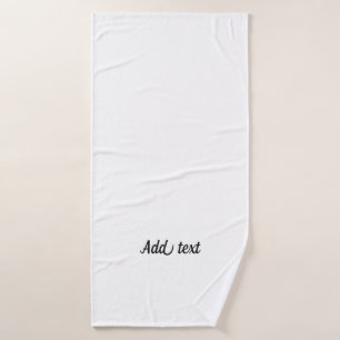 Solid white colour, black text template bath towel