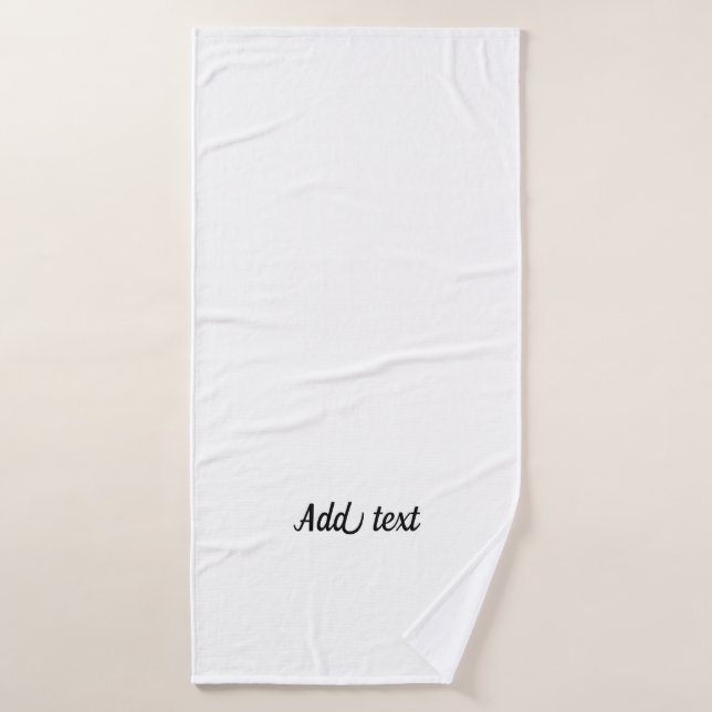 Solid white colour, black text template bath towel (Bath Towel)