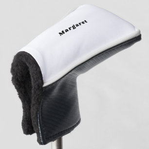 Solid White Golf Putter Cover with Your Name in St