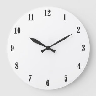 Solid White with Black Numbers Large Clock