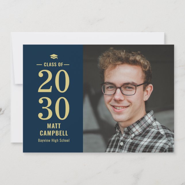 Solid Year Editable Colour Graduation Invitation (Front)