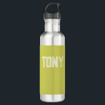 Solid Yellow Green Custom Name Monogram 710 Ml Water Bottle<br><div class="desc">- Solid,  bold,  minimalist design with customisable name,  font,  font size or font colour... . It's very fun and playful!</div>