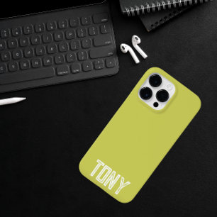 Solid Yellow Green Custom Name Monogram Case-Mate iPhone 14 Pro Max Case