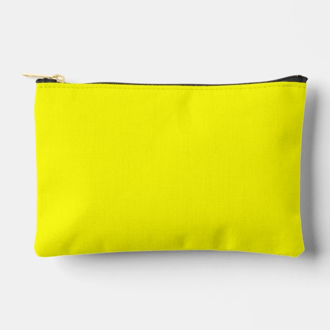 Solid Yellow Print Cut Sew Small Accessory Pouch (Front)