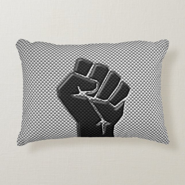 Solidarity Fist in Carbon Fibre Decor Decorative Cushion (Front)