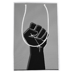 Solidarity Fist in Carbon Fibre Decor Medium Gift Bag