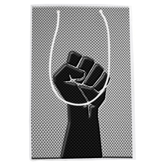 Solidarity Fist in Carbon Fibre Decor Medium Gift Bag (Front)