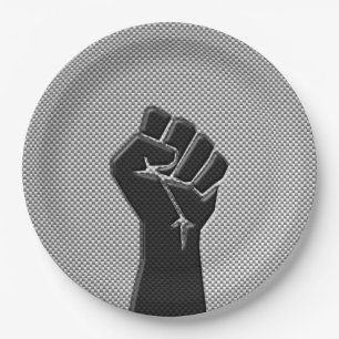 Solidarity Fist in Carbon Fibre Decor Paper Plate