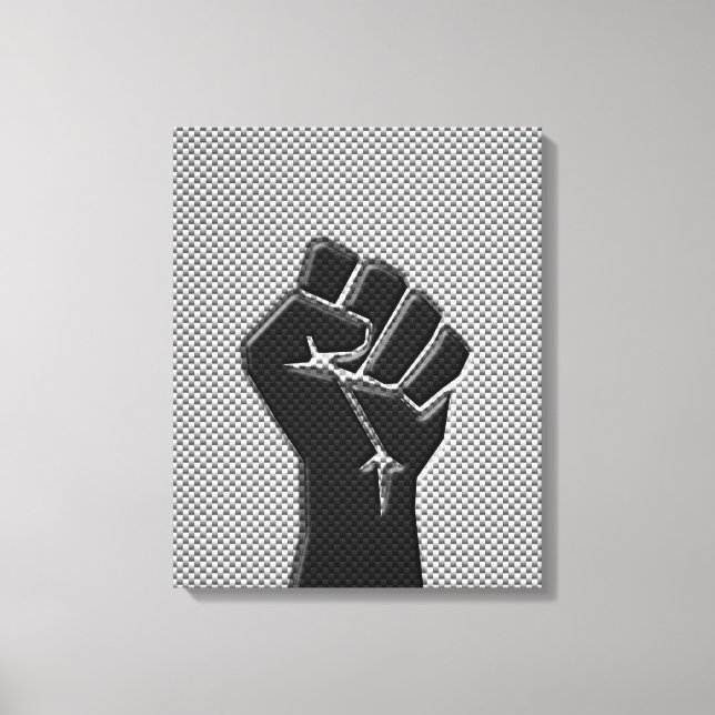 Solidarity Fist in Carbon Fibre Print Style (Front)