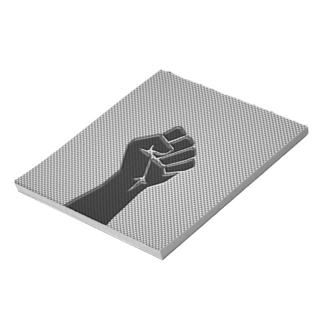 Solidarity Fist in Carbon Fibre Print Style Notepad (Rotated)