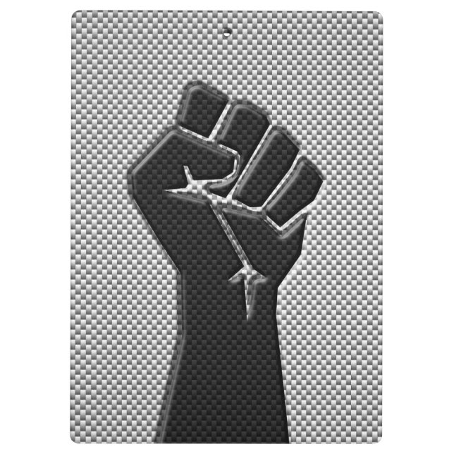 Solidarity Fist in Carbon Fibre Style Clipboard (Back)
