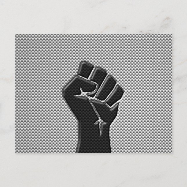 Solidarity Fist in Carbon Fibre Style Postcard (Front)