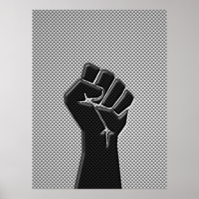 Solidarity Fist in Carbon Fibre Style Poster (Front)