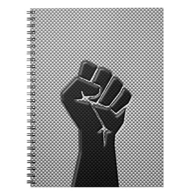 Solidarity Fist in Carbon Fibre Style Spiral Notebook (Front)
